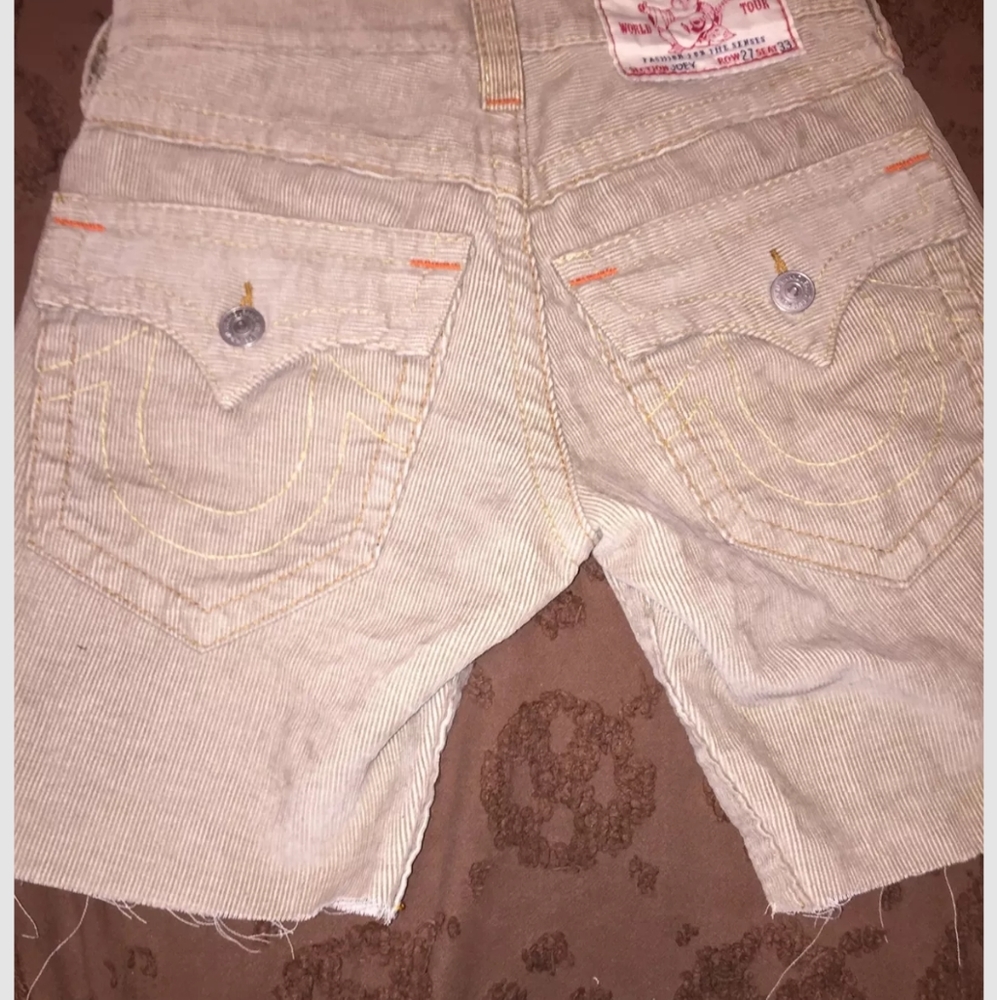 True Religion Joey Cut Off Shorts Corduroy Size 27